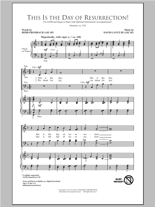 Download David Lantz III This Is The Day Of Resurrection! Sheet Music