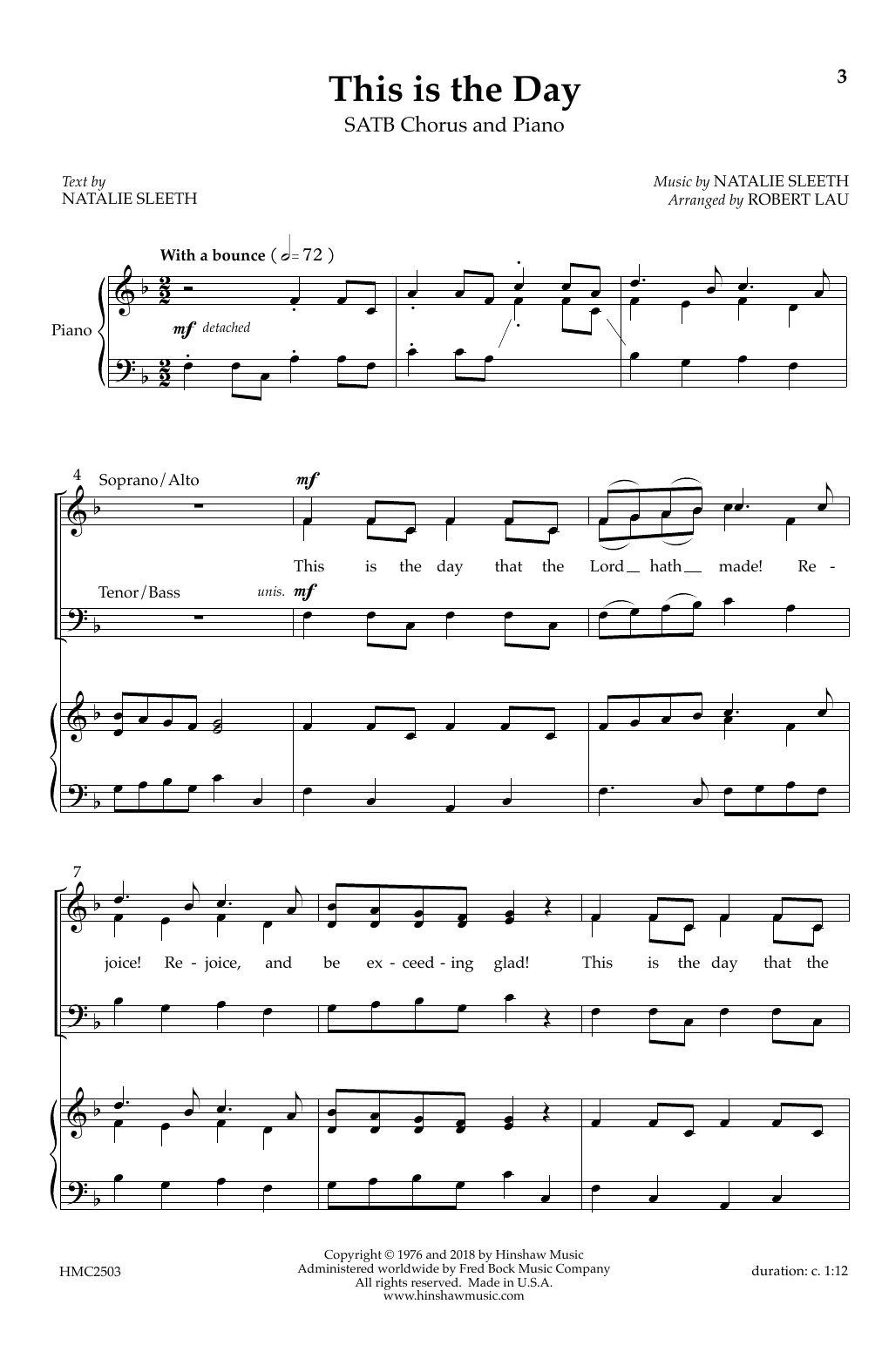 Download Robert Lau This Is the Day Sheet Music