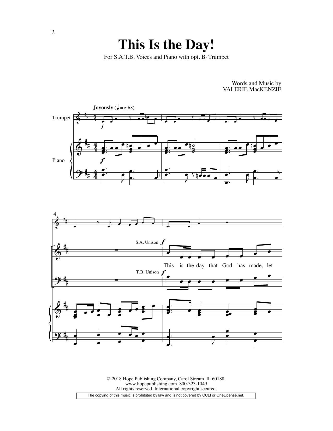 Download Valerie MacKenzie This Is the Day! Sheet Music