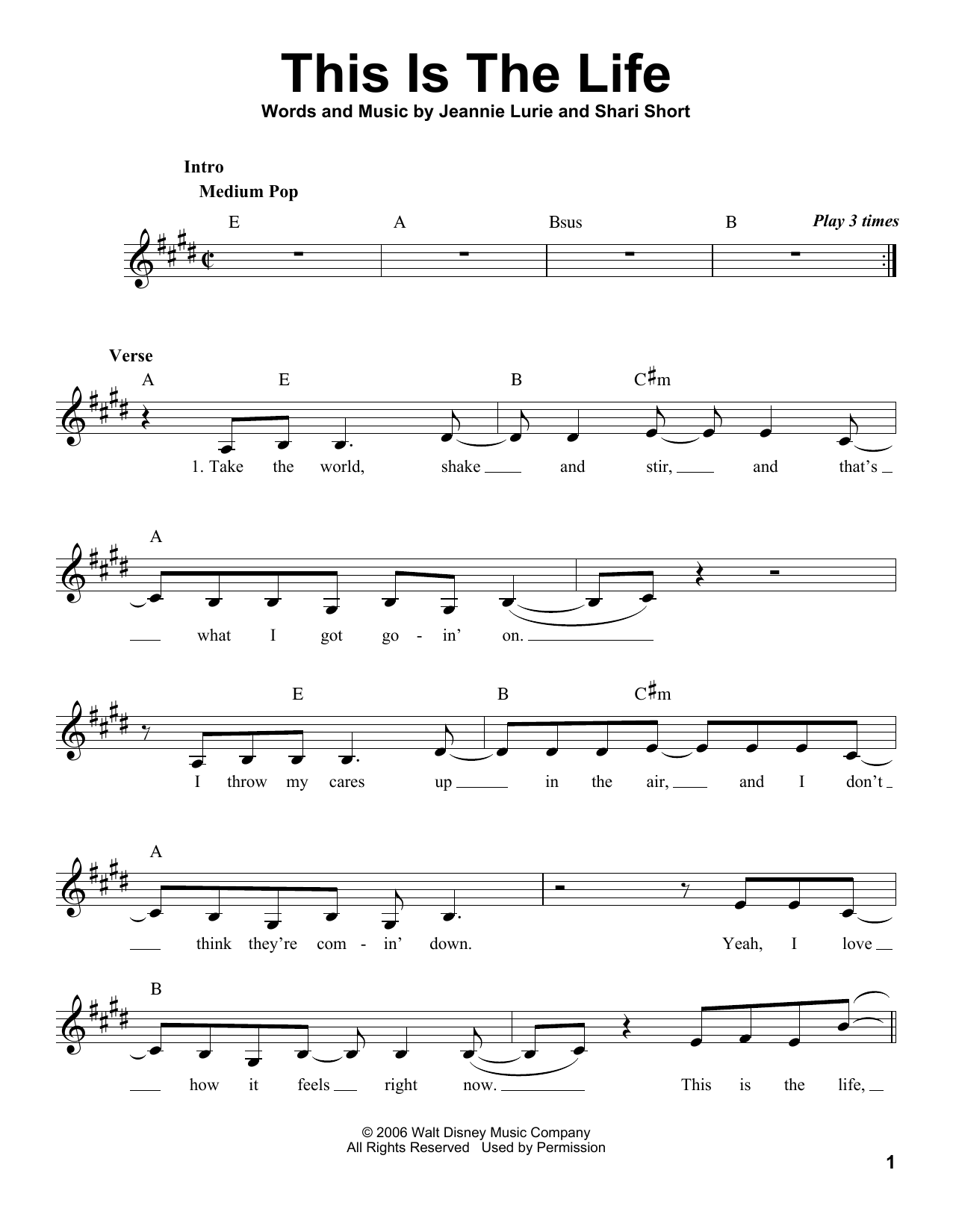 Download Hannah Montana This Is The Life Sheet Music