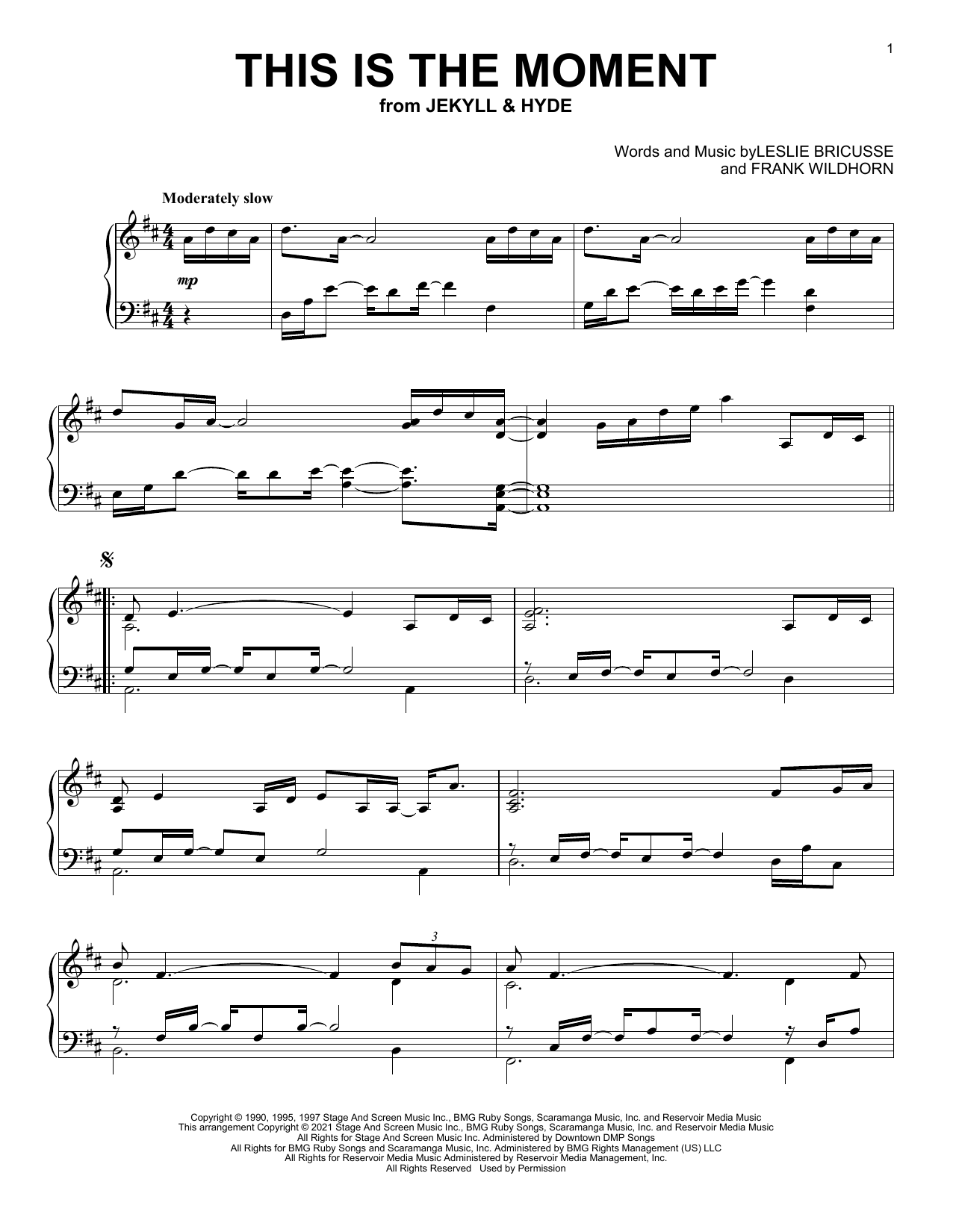 Download Leslie Bricusse This Is The Moment (from Jekyll & Hyde) Sheet Music