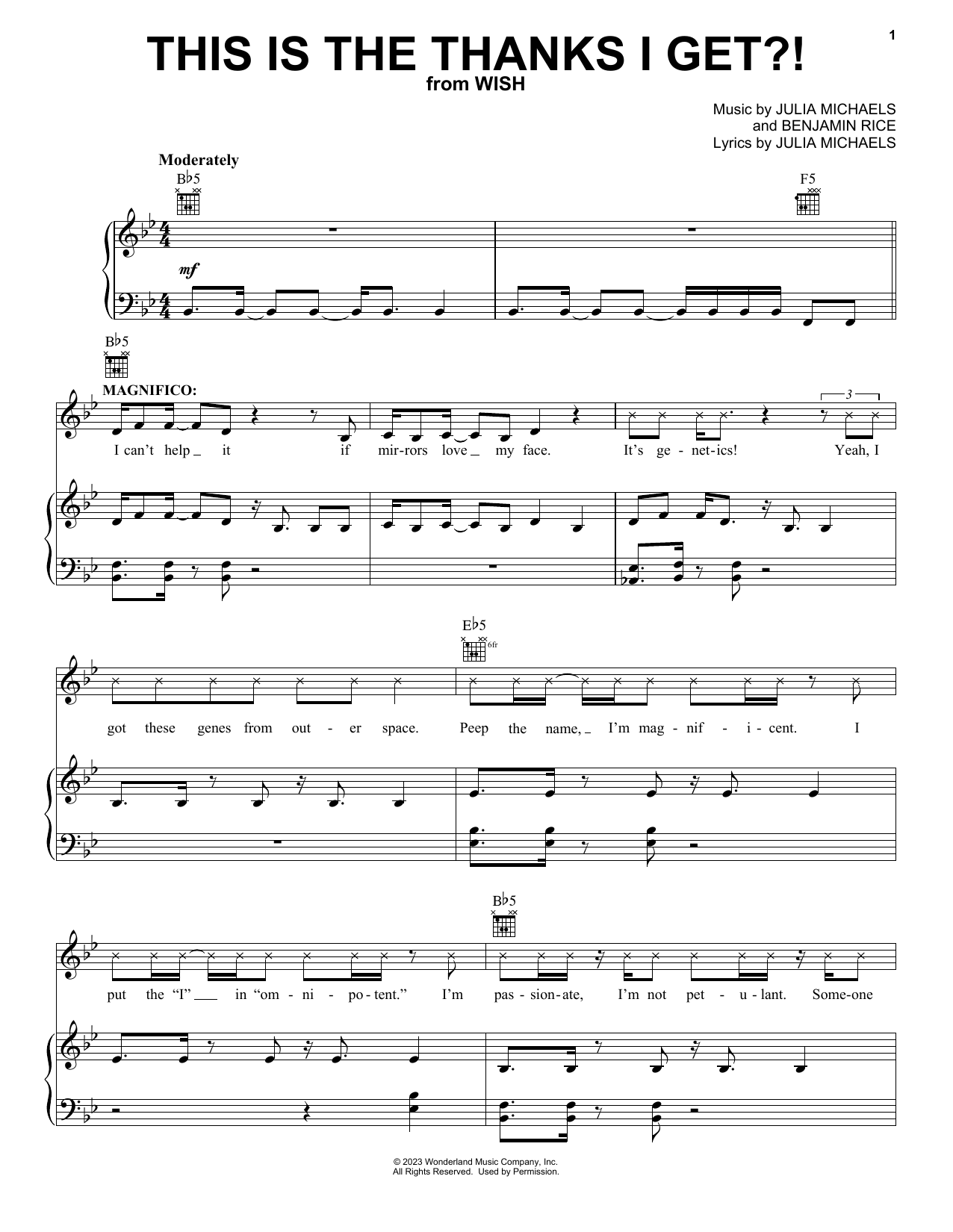 Chris Pine This Is The Thanks I Get?! (from Wish) sheet music notes printable PDF score