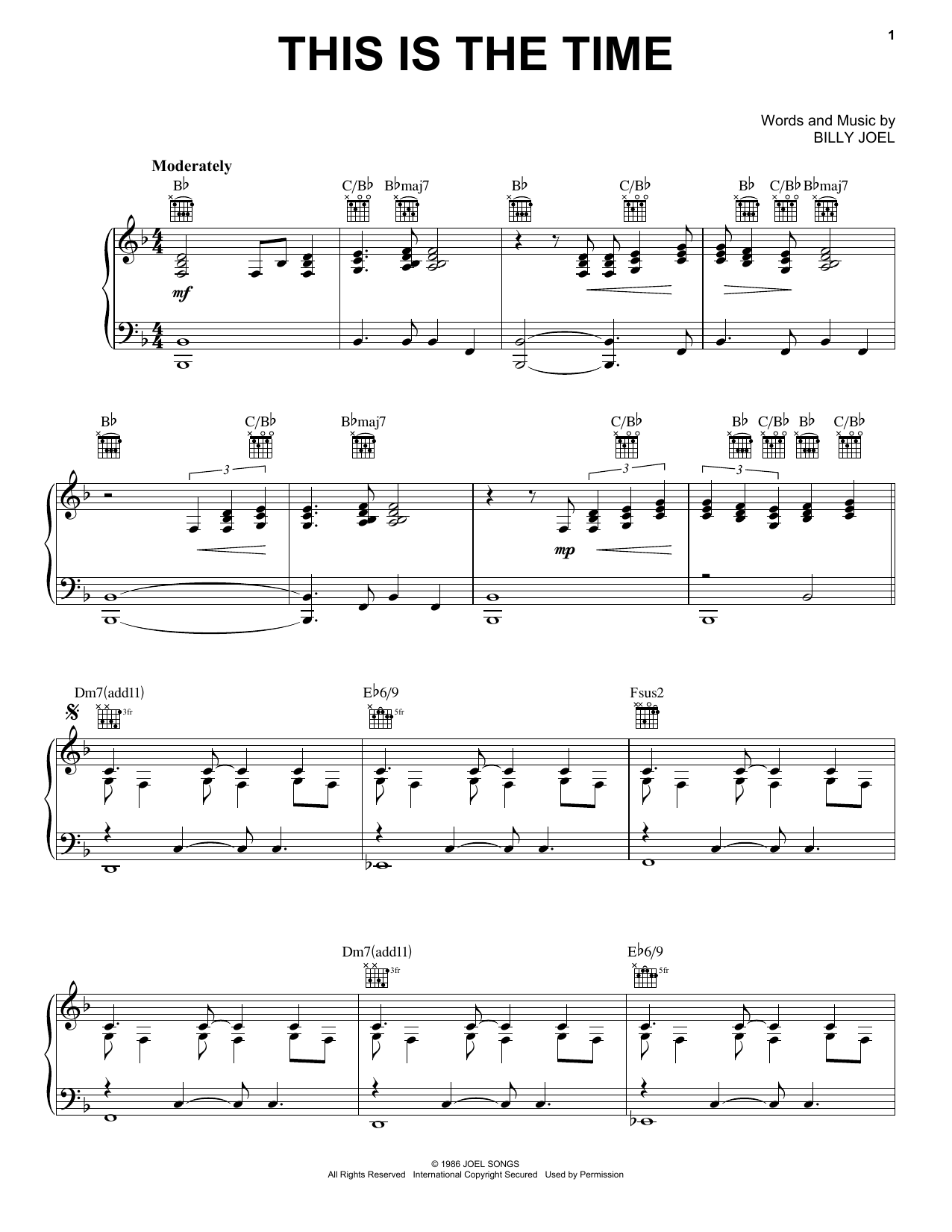 Download Billy Joel This Is The Time Sheet Music