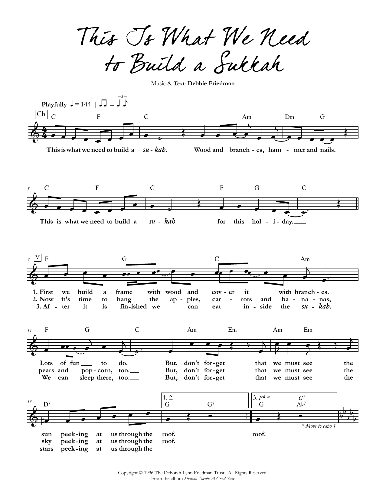 Download Debbie Friedman This Is What We Need to Build a Sukkah Sheet Music