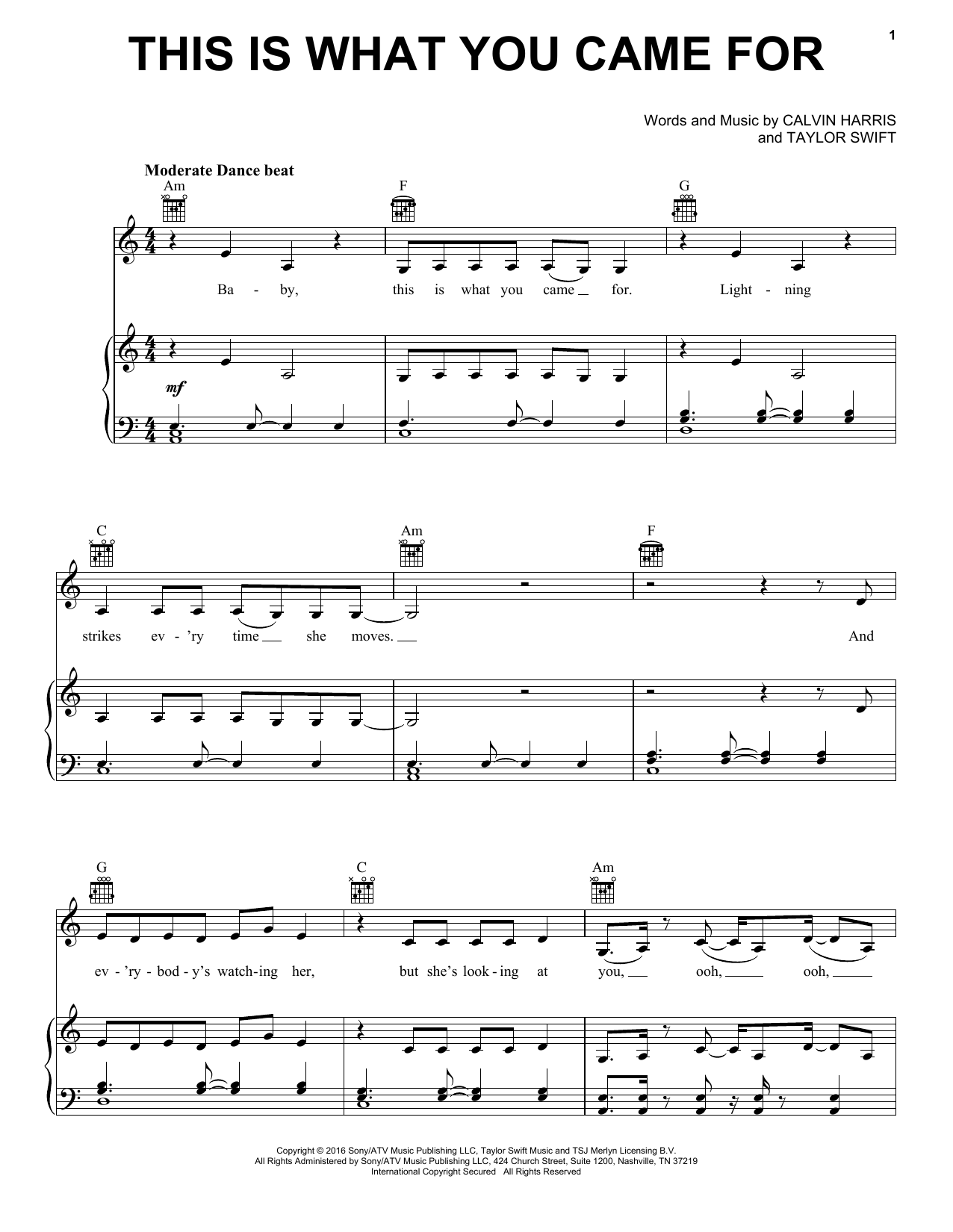 Download Calvin Harris featuring Rihanna This Is What You Came For Sheet Music