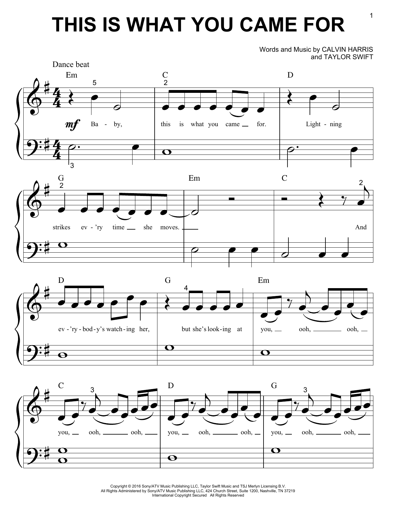 Download Calvin Harris This Is What You Came For (feat. Rihann Sheet Music