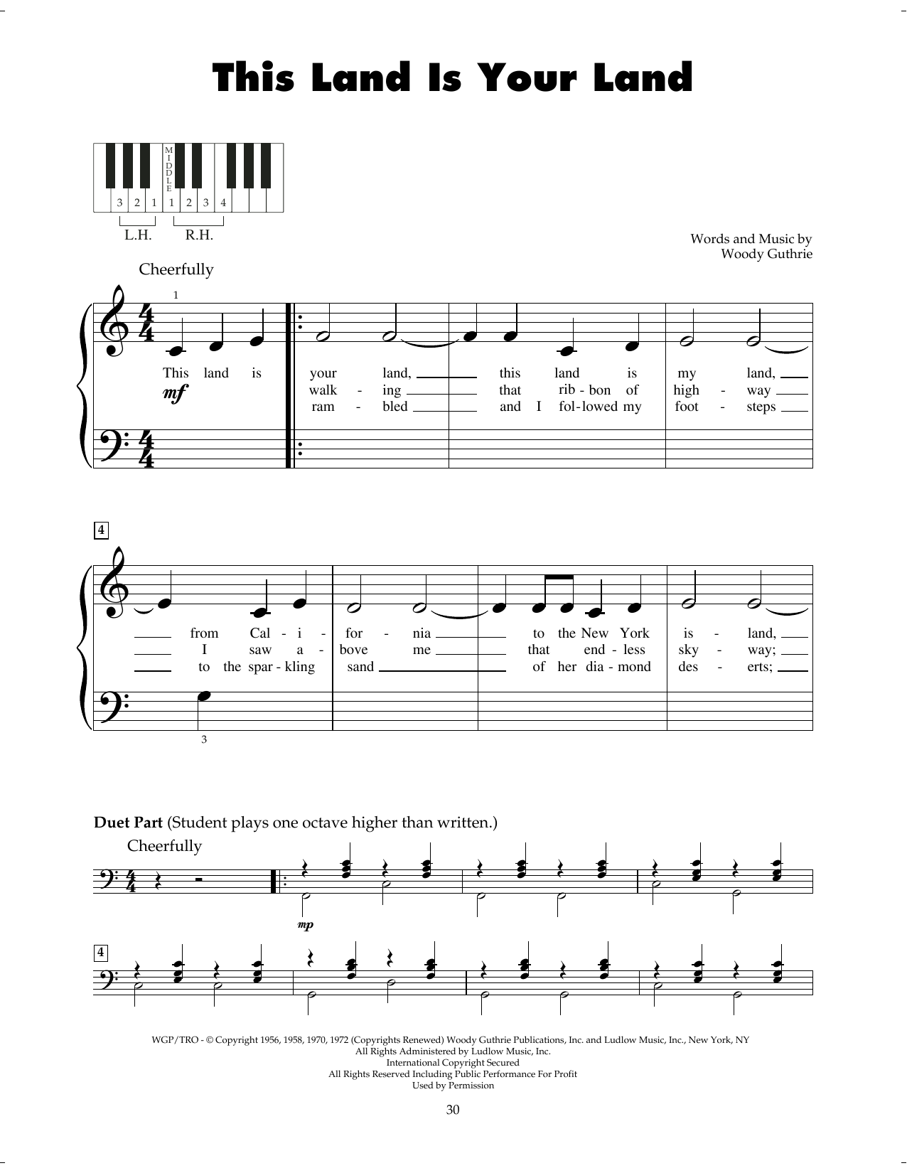 Woody Guthrie This Land Is Your Land sheet music notes printable PDF score