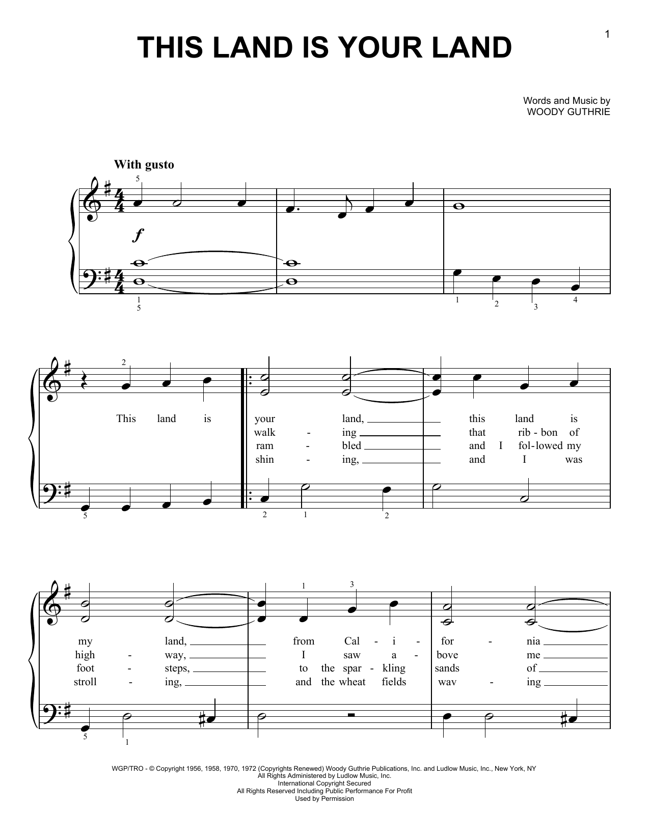 Download Woody Guthrie This Land Is Your Land Sheet Music