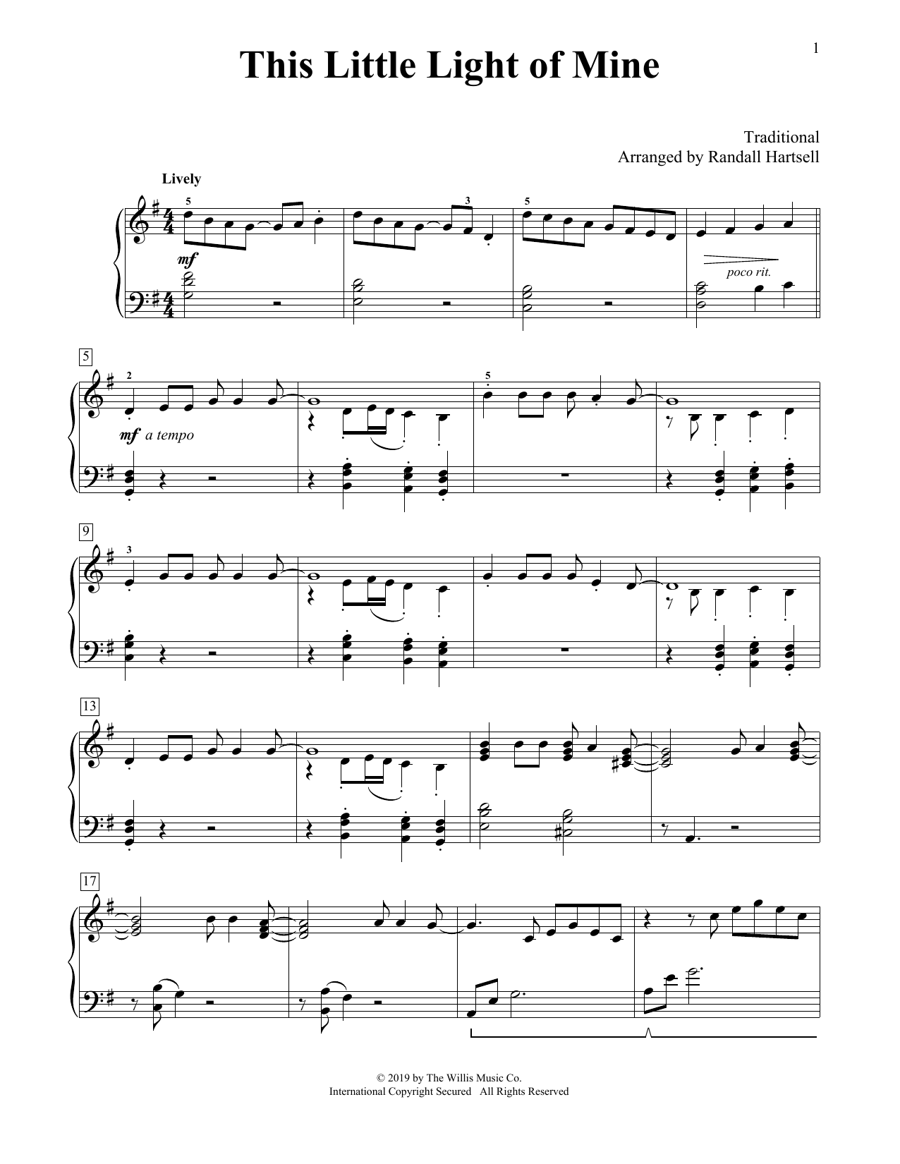 Download Traditional This Little Light Of Mine (arr. Randall Sheet Music