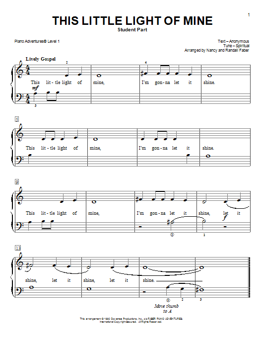 Download Nancy and Randall Faber This Little Light of Mine Sheet Music