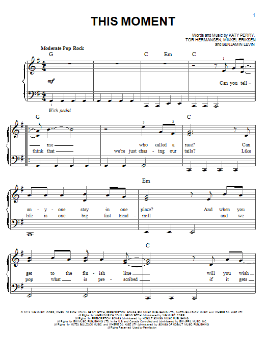 Download Katy Perry This Moment Sheet Music