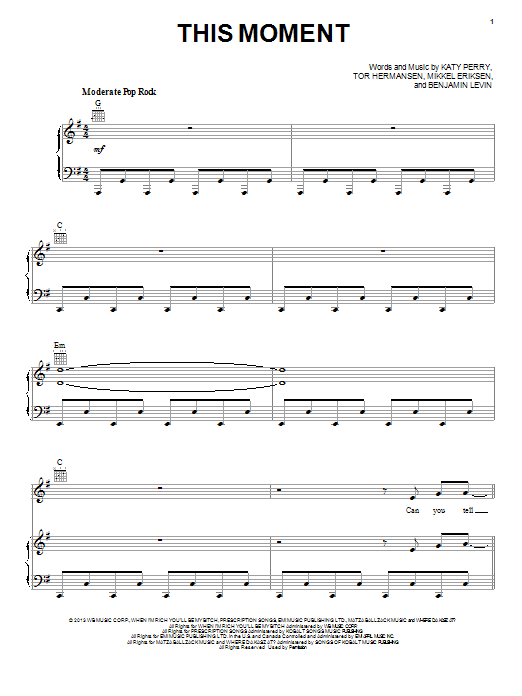 Download Katy Perry This Moment Sheet Music