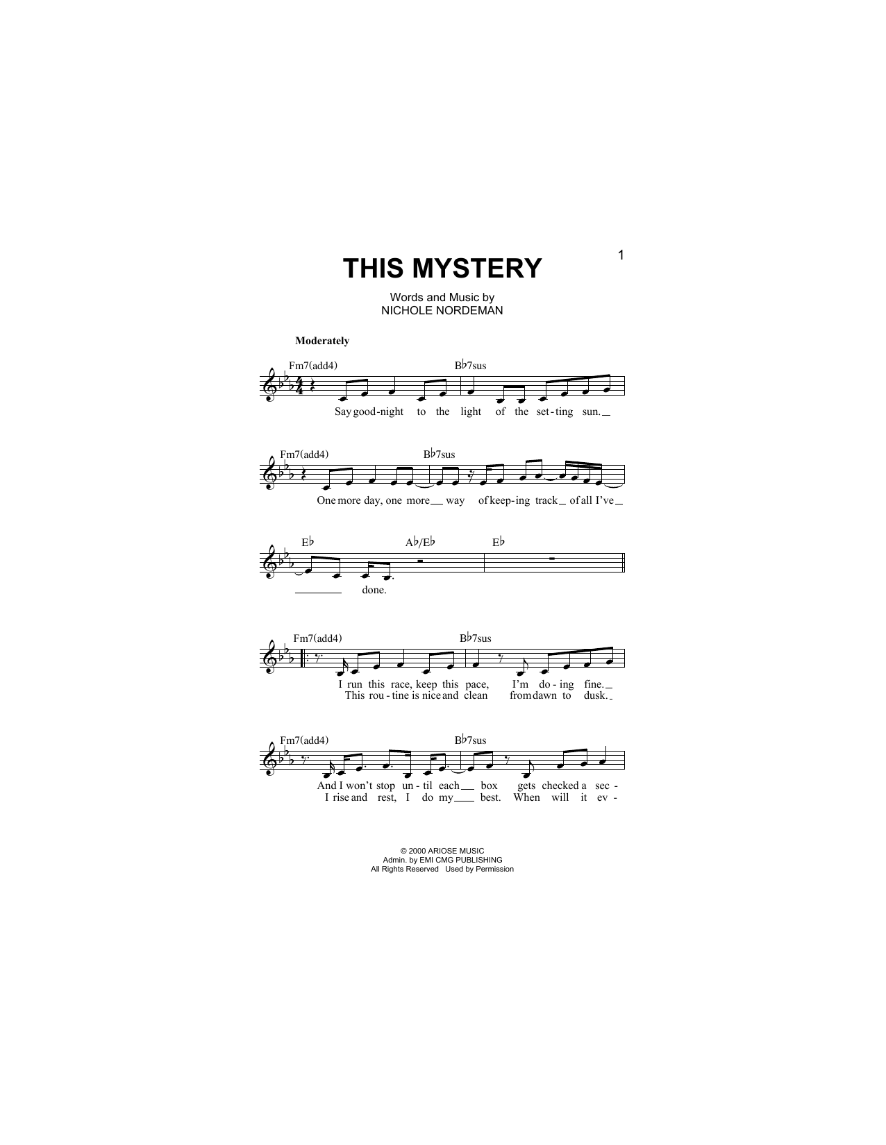 Download Nichole Nordeman This Mystery Sheet Music