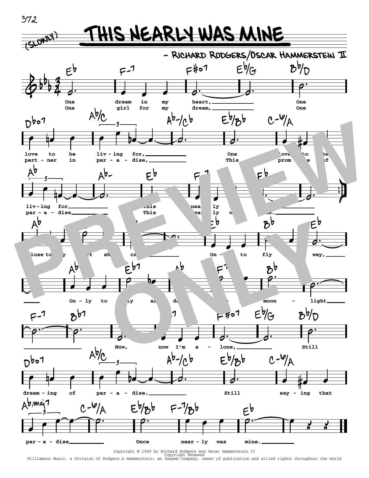 Download Rodgers & Hammerstein This Nearly Was Mine (High Voice) Sheet Music