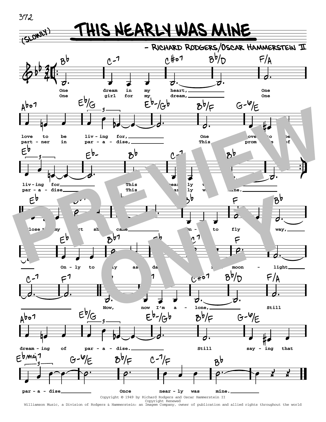 Download Rodgers & Hammerstein This Nearly Was Mine (Low Voice) Sheet Music