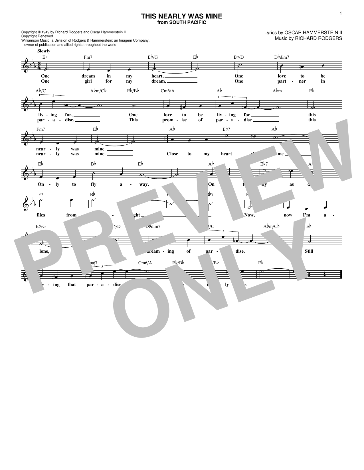 Download Rodgers & Hammerstein This Nearly Was Mine Sheet Music