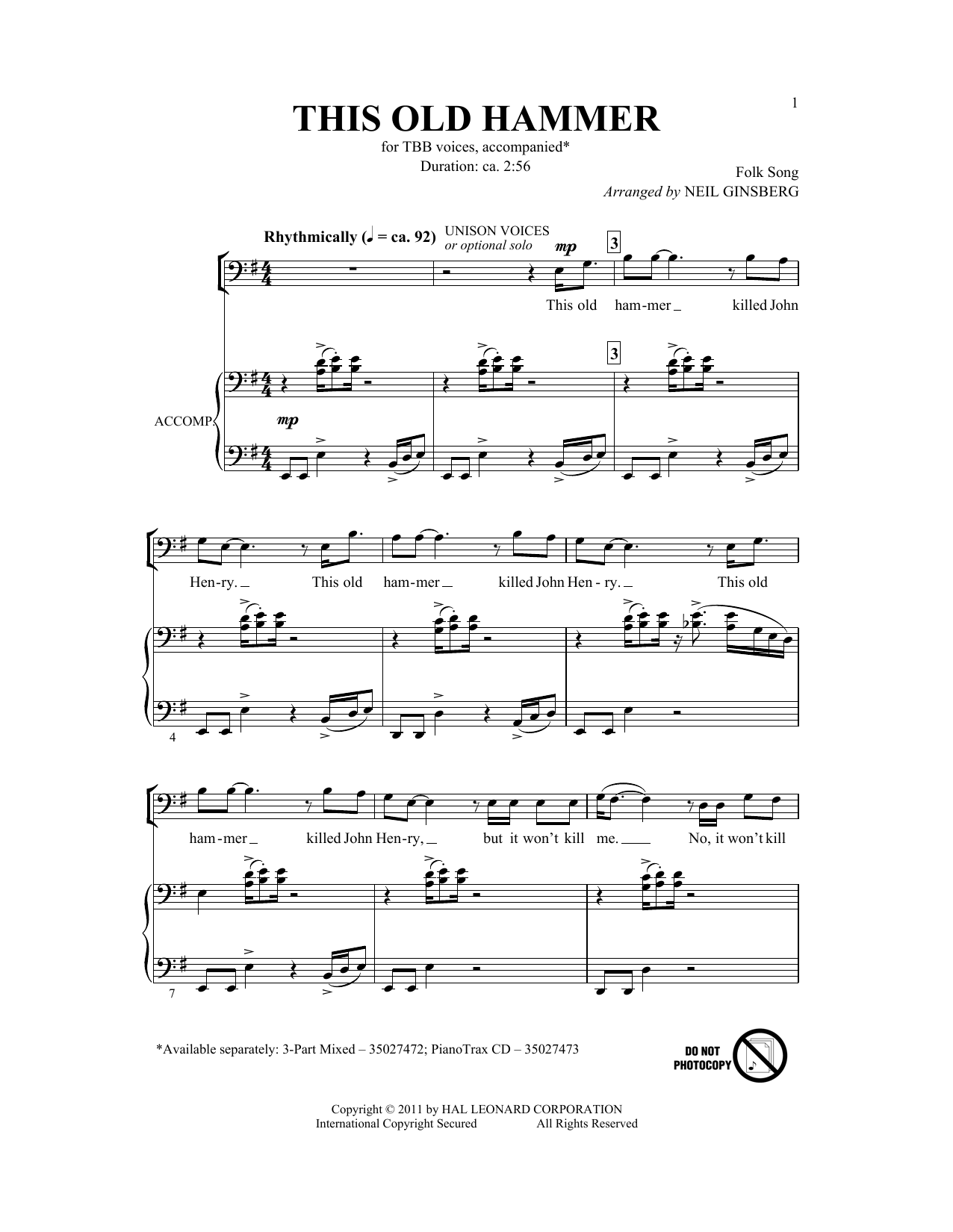 Download Neil Ginsberg This Old Hammer Sheet Music