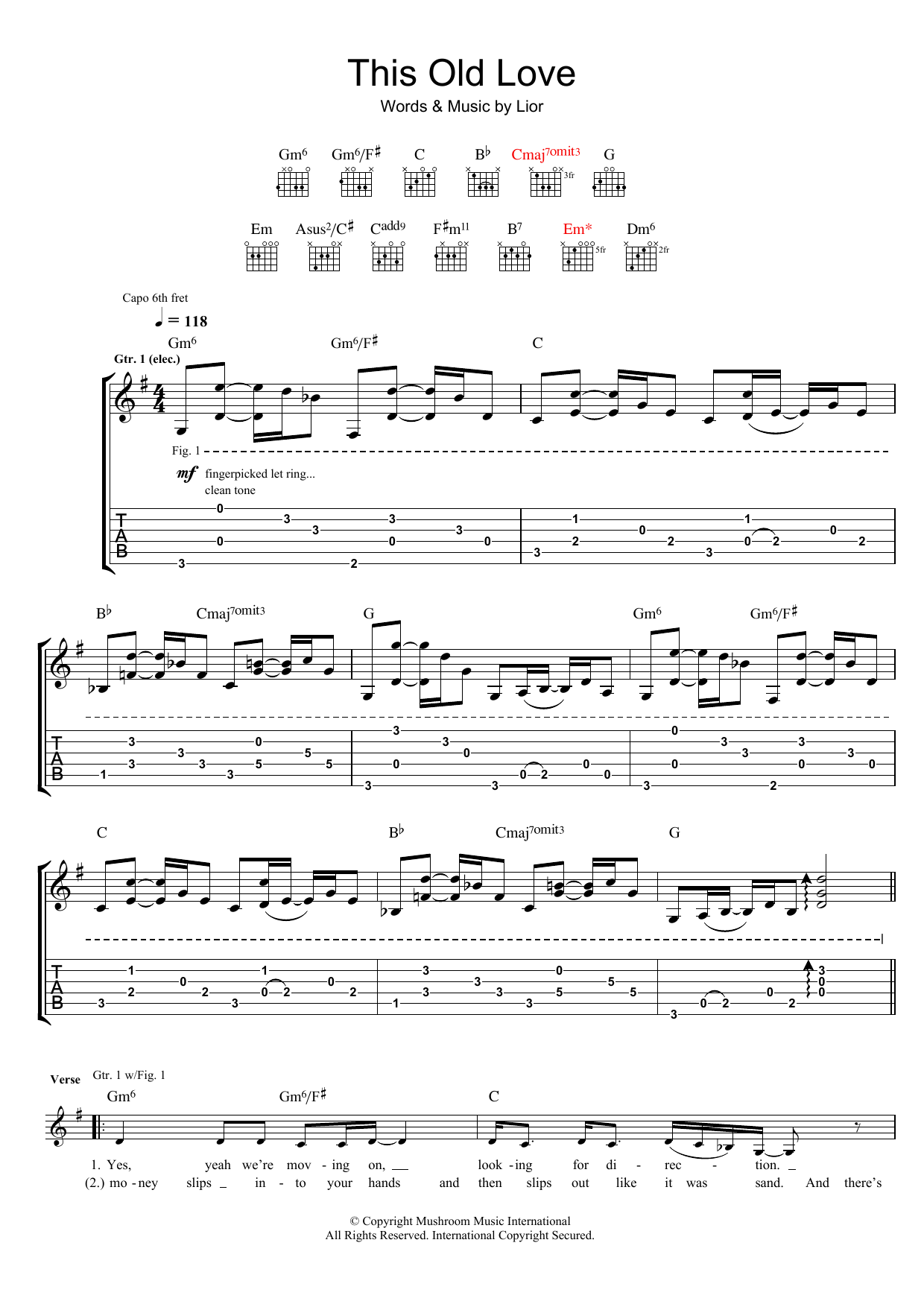 Download Lior This Old Love Sheet Music