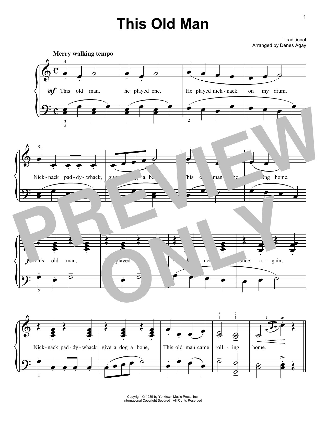 Download Traditional This Old Man (arr. Denes Agay) Sheet Music