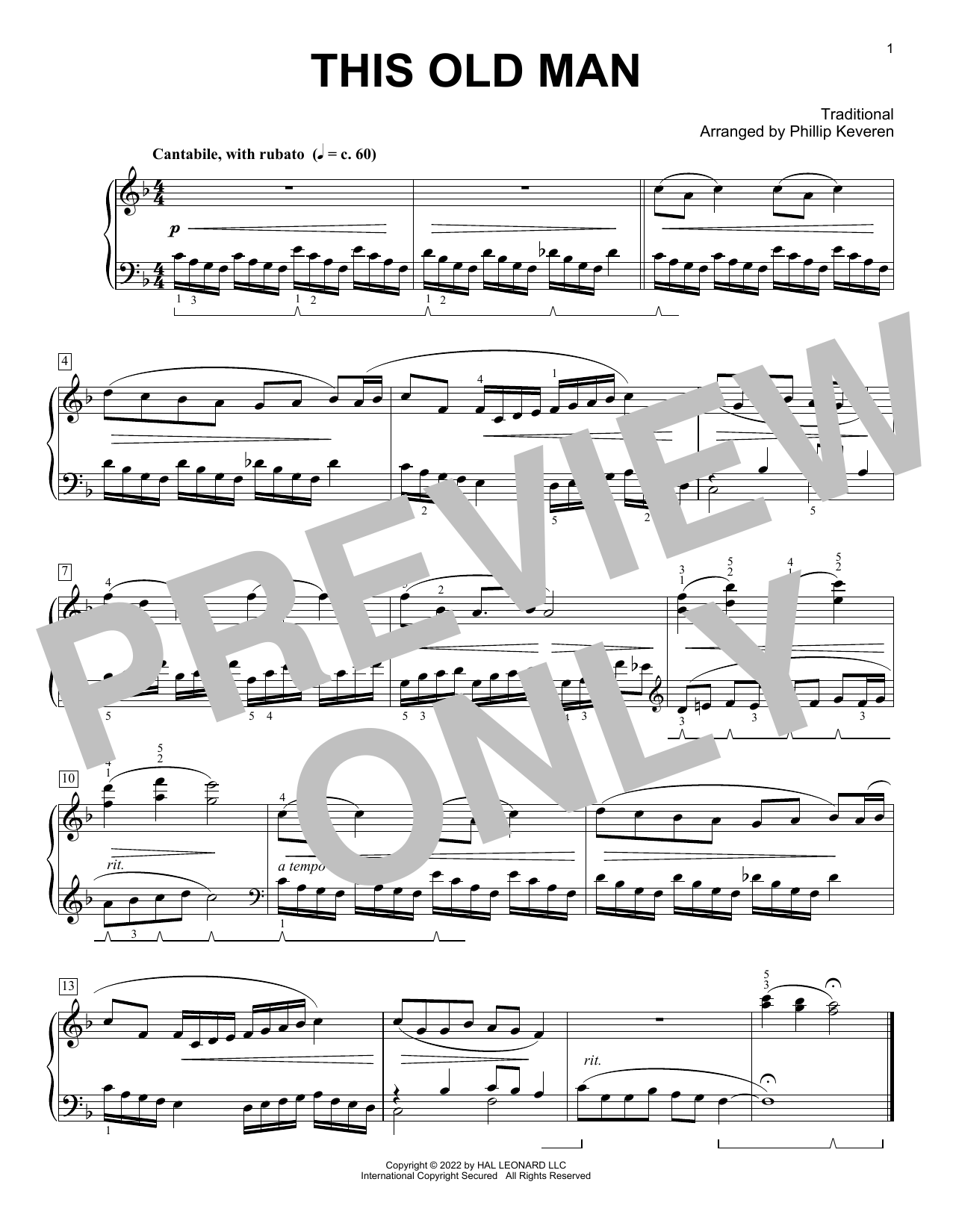 Download Traditional This Old Man (arr. Phillip Keveren) Sheet Music