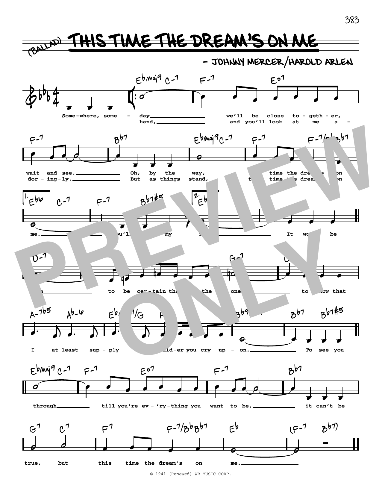 Download Harold Arlen This Time The Dream's On Me (Low Voice) Sheet Music