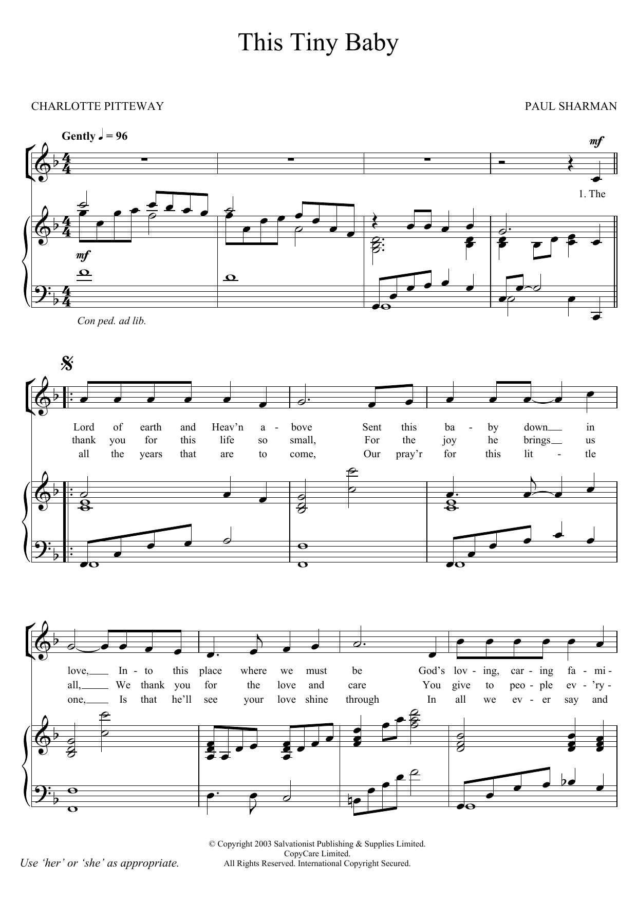 Download The Salvation Army This Tiny Baby Sheet Music
