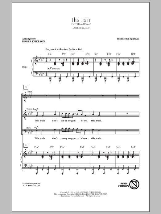Download Roger Emerson This Train Sheet Music