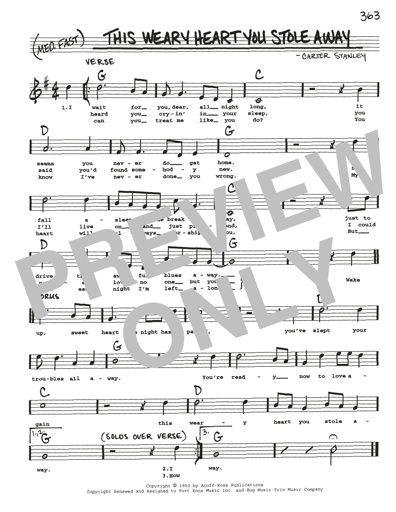 Download Carter Stanley This Weary Heart You Stole Away Sheet Music
