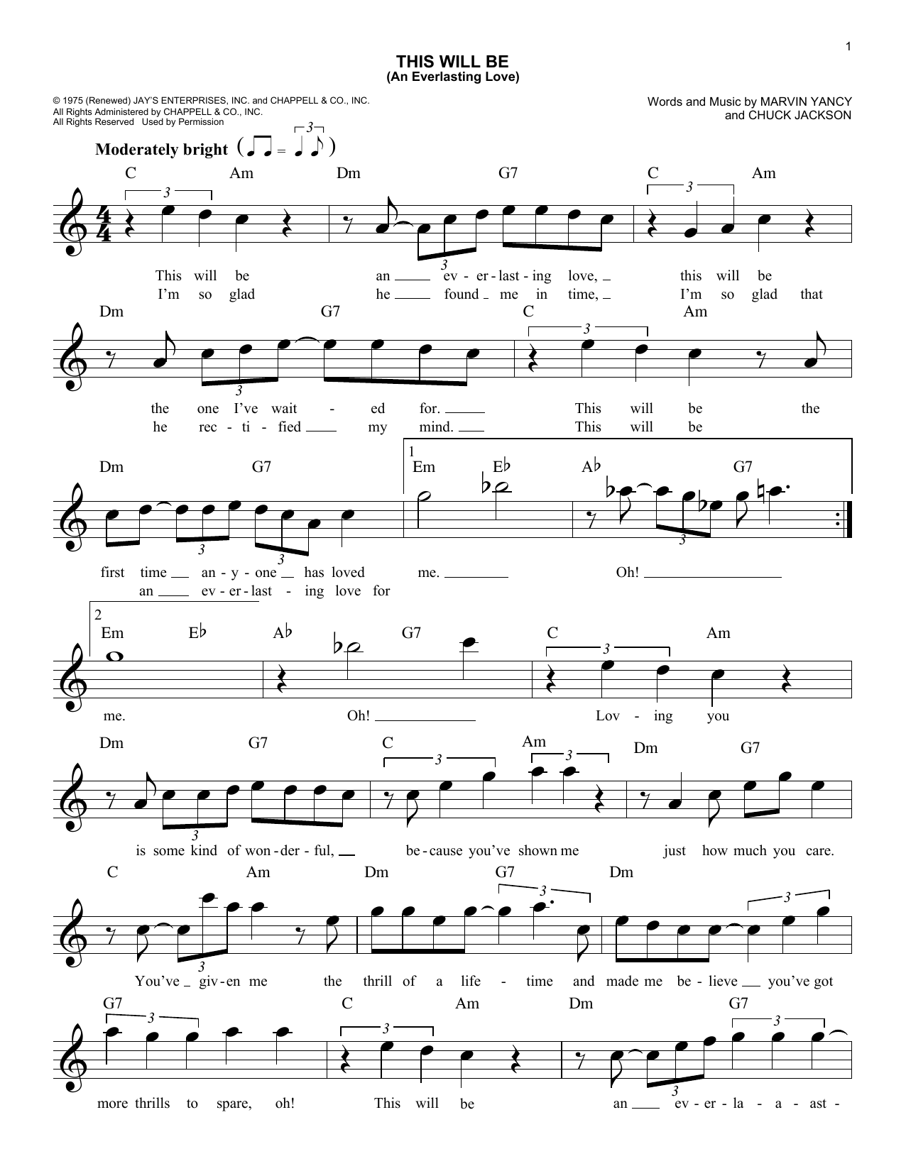 Download Natalie Cole This Will Be (An Everlasting Love) Sheet Music