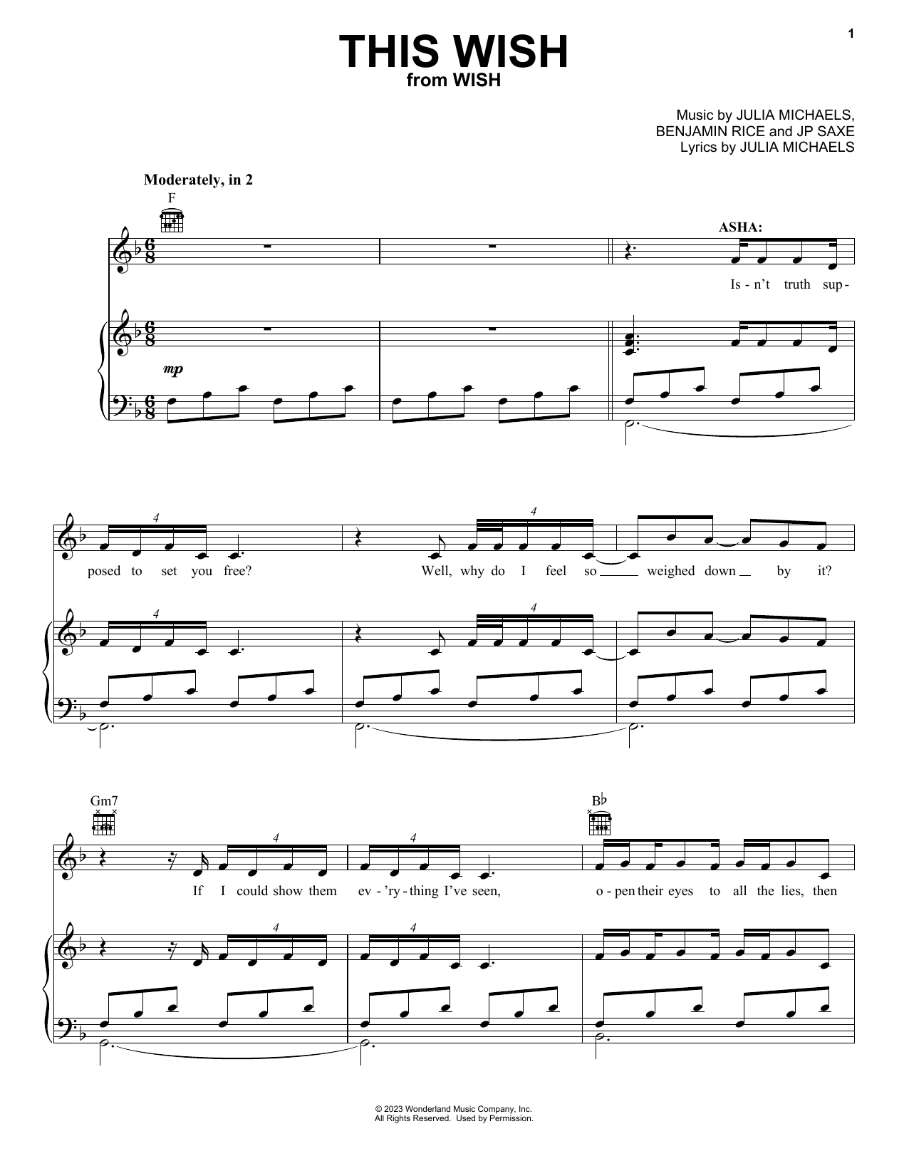 Ariana DeBose This Wish (from Wish) sheet music notes printable PDF score