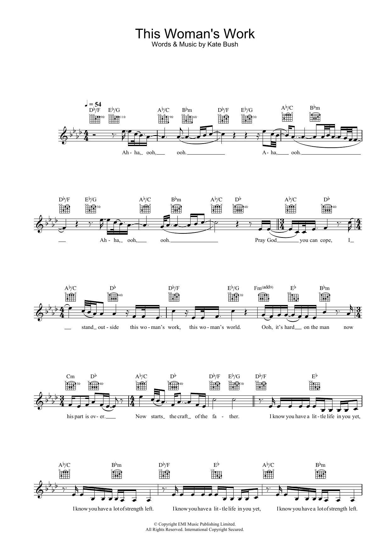 Download Kate Bush This Woman's Work (from She's Having A Sheet Music
