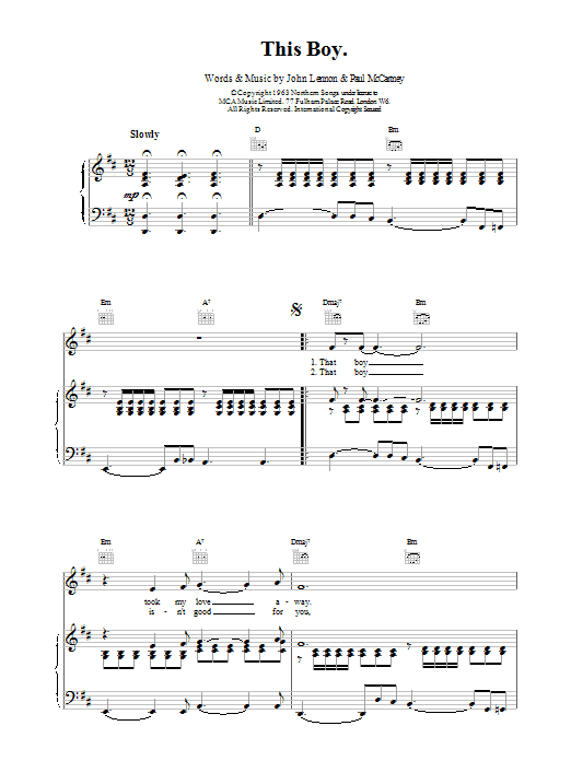 The Beatles This Boy (Ringo's Theme) sheet music notes printable PDF score