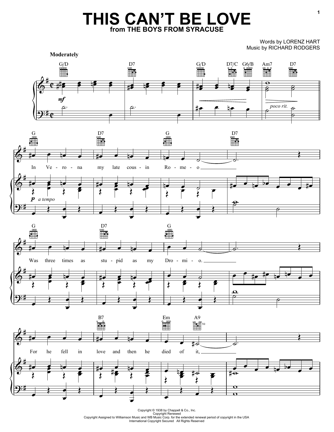 Diana Krall This Can't Be Love sheet music notes printable PDF score