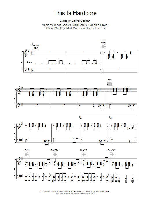 Pulp This Is Hardcore sheet music notes printable PDF score