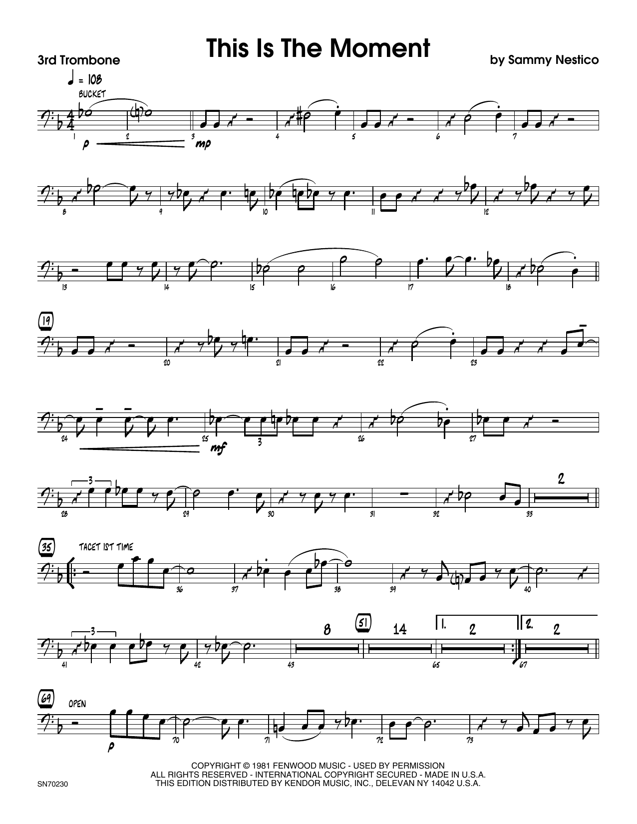 Download Sammy Nestico This Is The Moment (Professional Editio Sheet Music