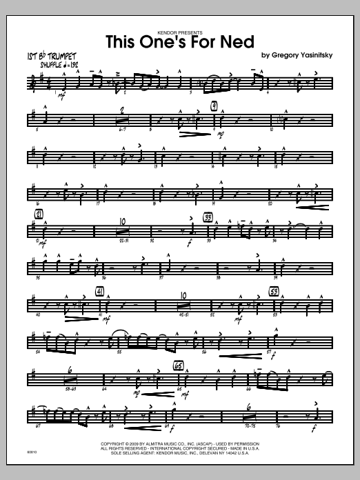 Download Yasinitsky This One's For Ned - 1st Bb Trumpet Sheet Music