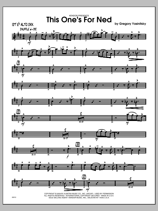 Download Yasinitsky This One's For Ned - Alto Sax 1 Sheet Music