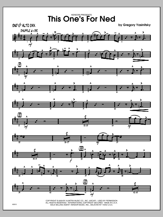 Download Yasinitsky This One's For Ned - Alto Sax 2 Sheet Music