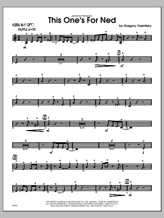 Download Yasinitsky This One's For Ned - Horn in F Sheet Music