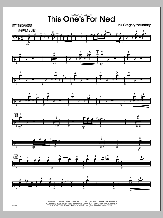 Download Yasinitsky This One's For Ned - Trombone 1 Sheet Music