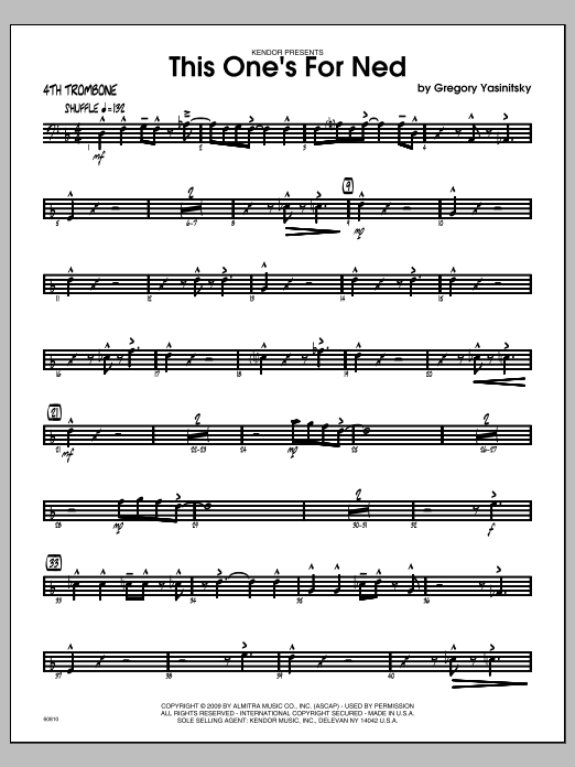 Download Yasinitsky This One's For Ned - Trombone 4 Sheet Music
