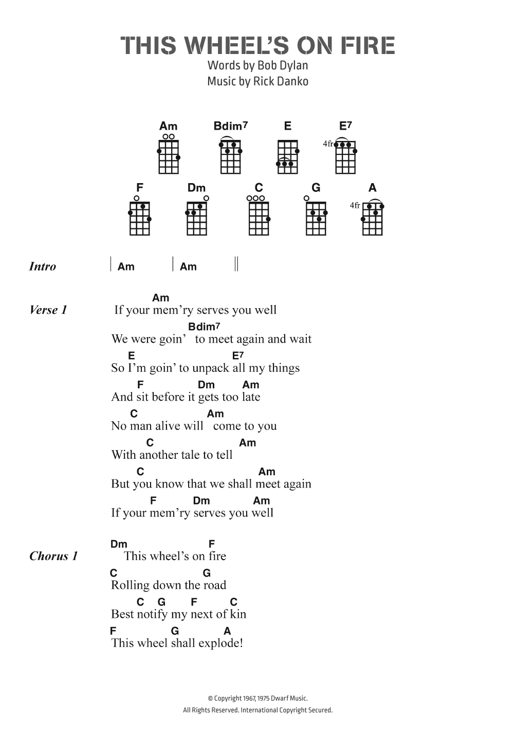 Download Bob Dylan This Wheel's On Fire Sheet Music