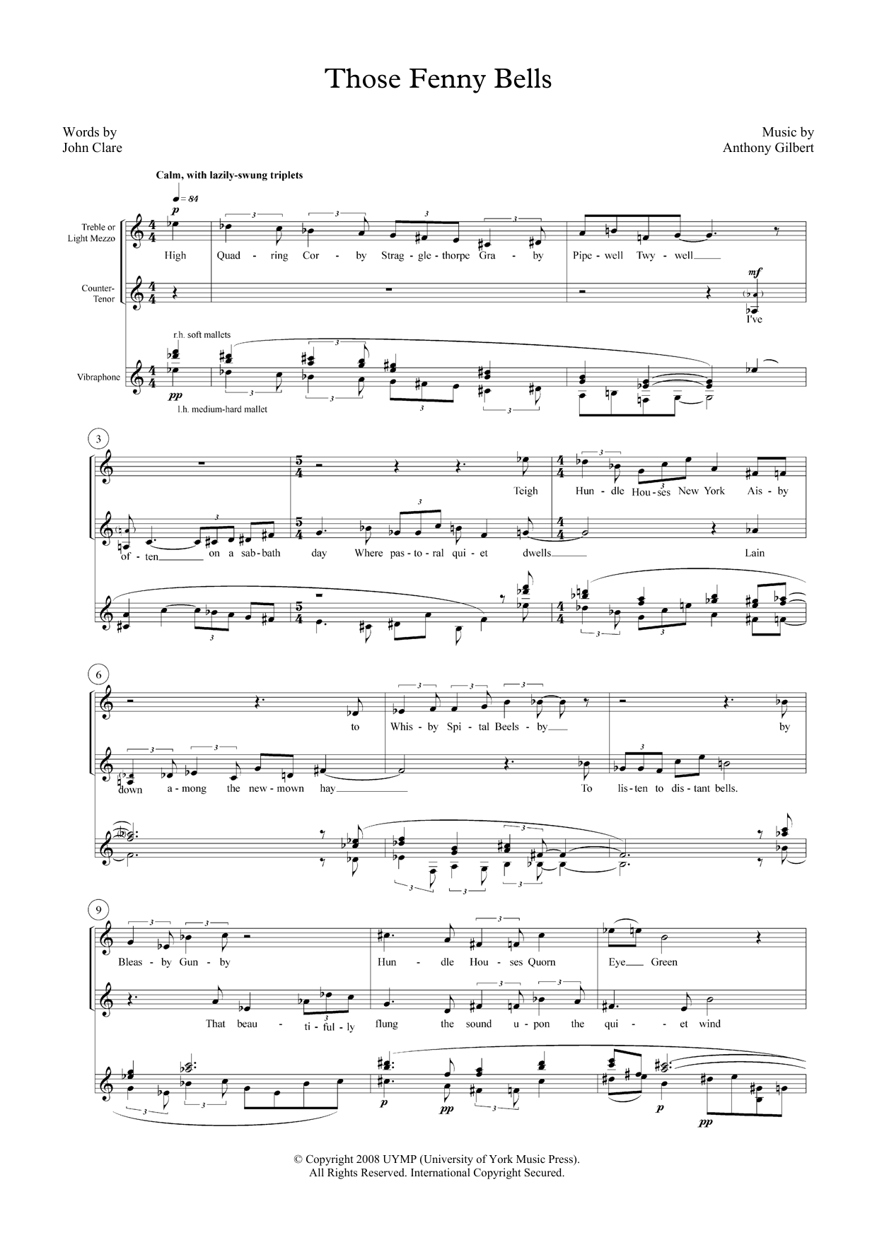 Download Anthony Gilbert Those Fenny Bells (for mezzo-soprano, c Sheet Music