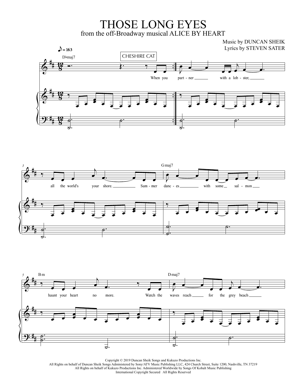 Download Duncan Sheik and Steven Sater Those Long Eyes (from Alice By Heart) Sheet Music