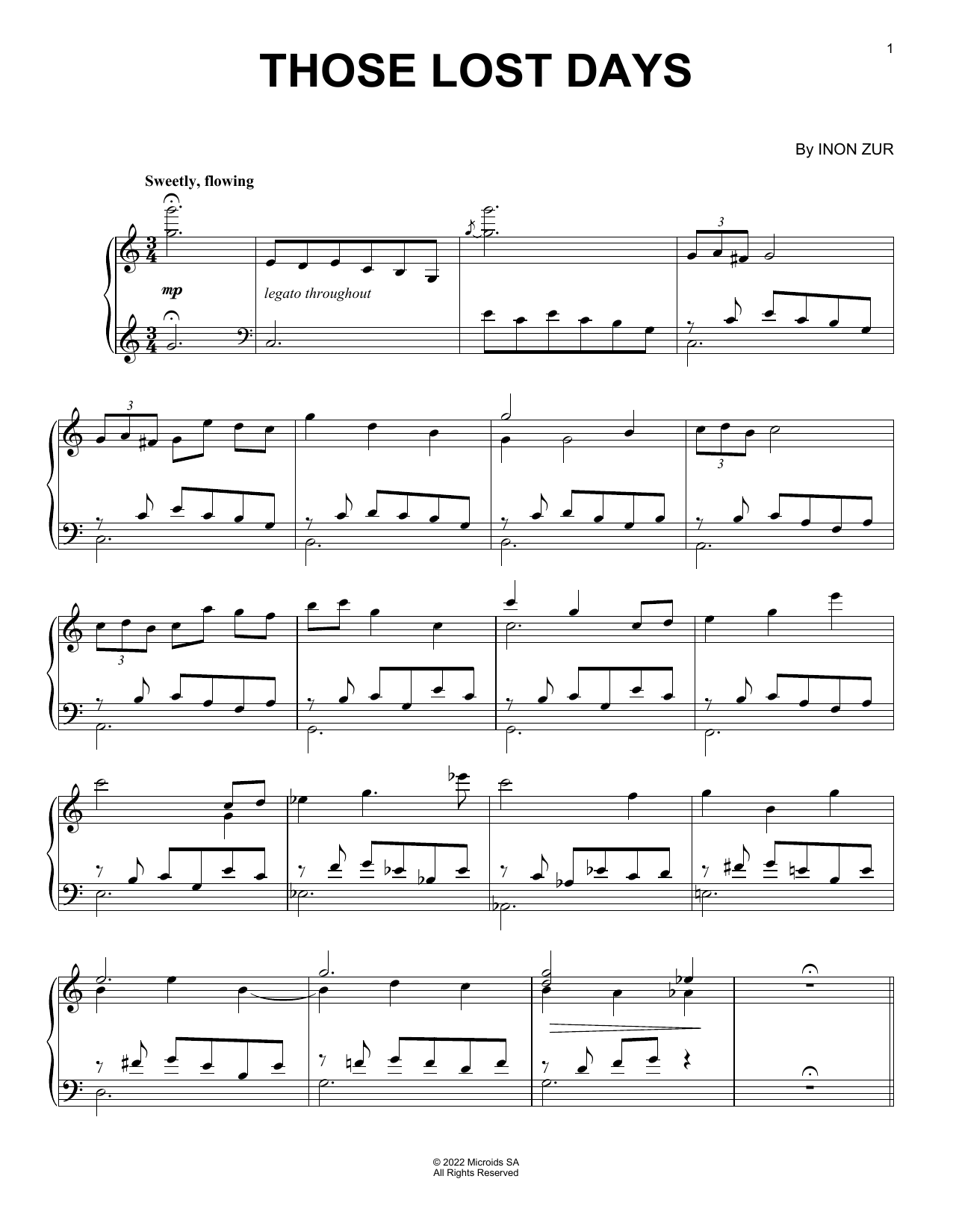 Download Inon Zur Those Lost Days (from Syberia: The Worl Sheet Music