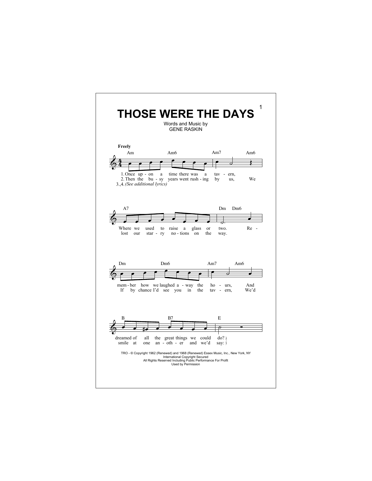 Download Mary Hopkins Those Were The Days Sheet Music