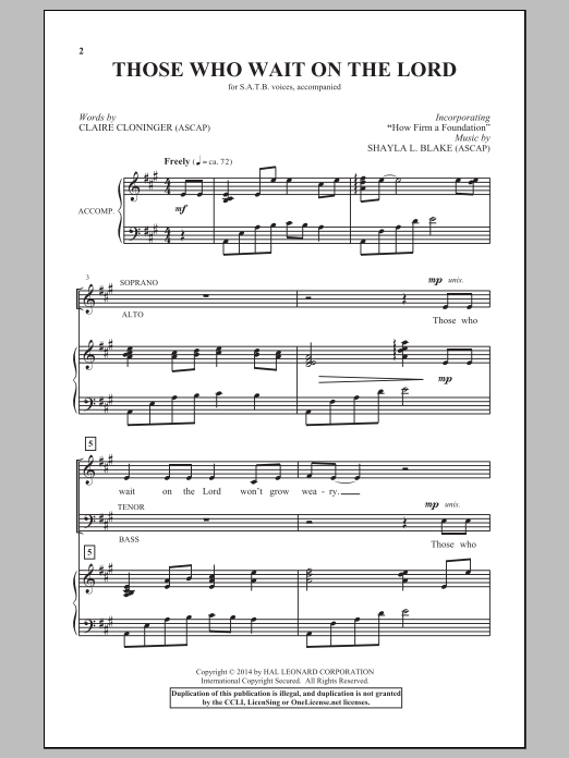 Download Shayla L. Blake Those Who Wait On The Lord Sheet Music