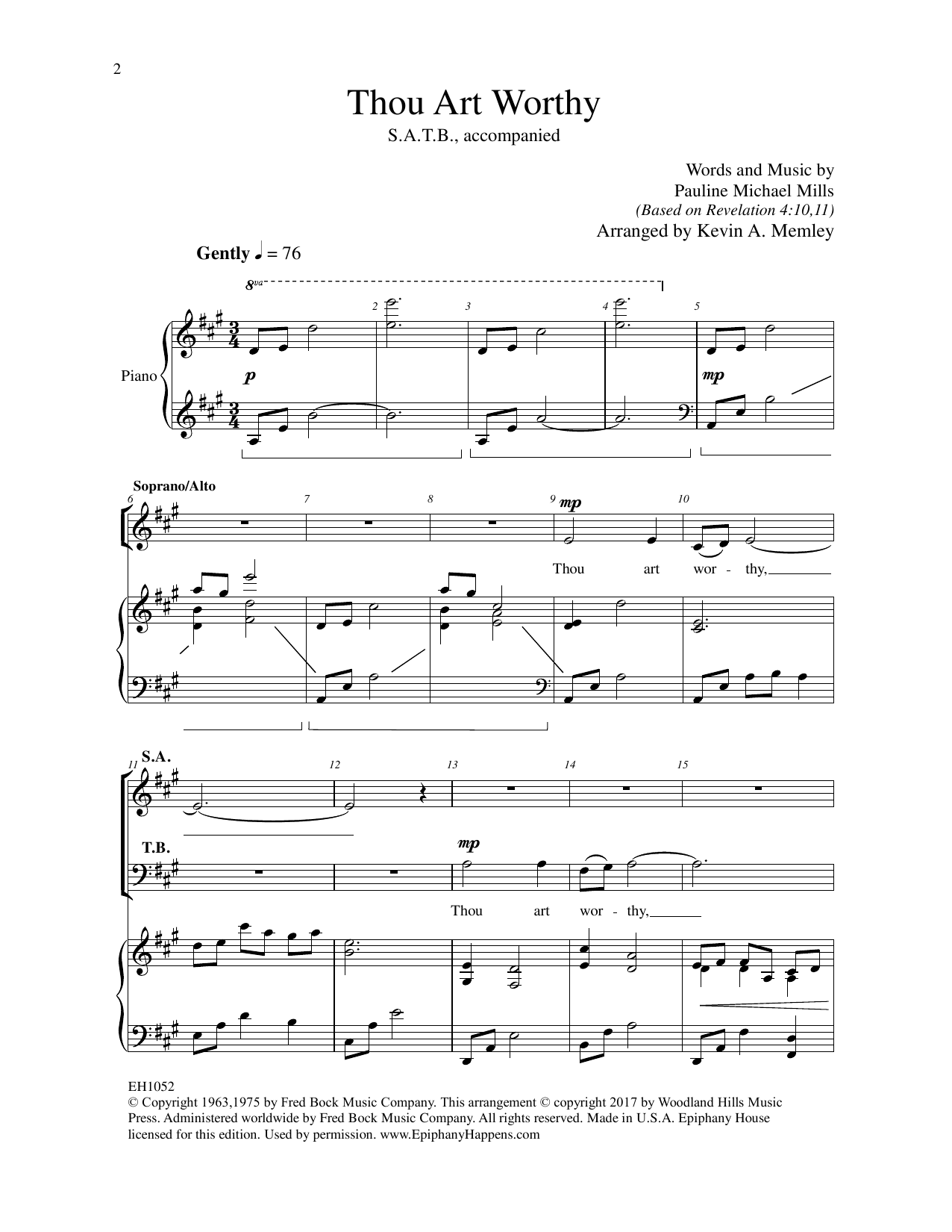 Download Kevin A. Memley Thou Art Worthy Sheet Music