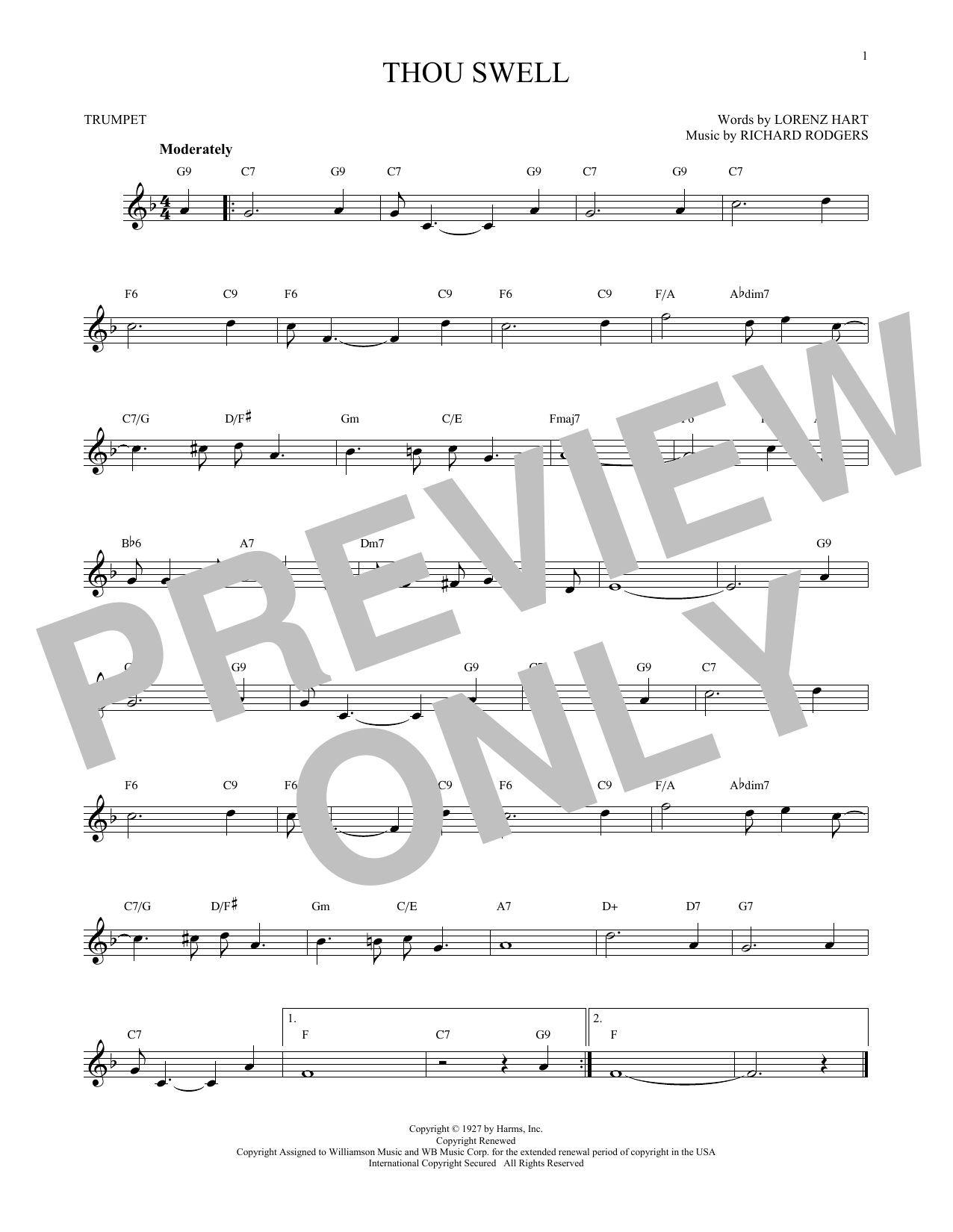 Download Rodgers & Hart Thou Swell Sheet Music
