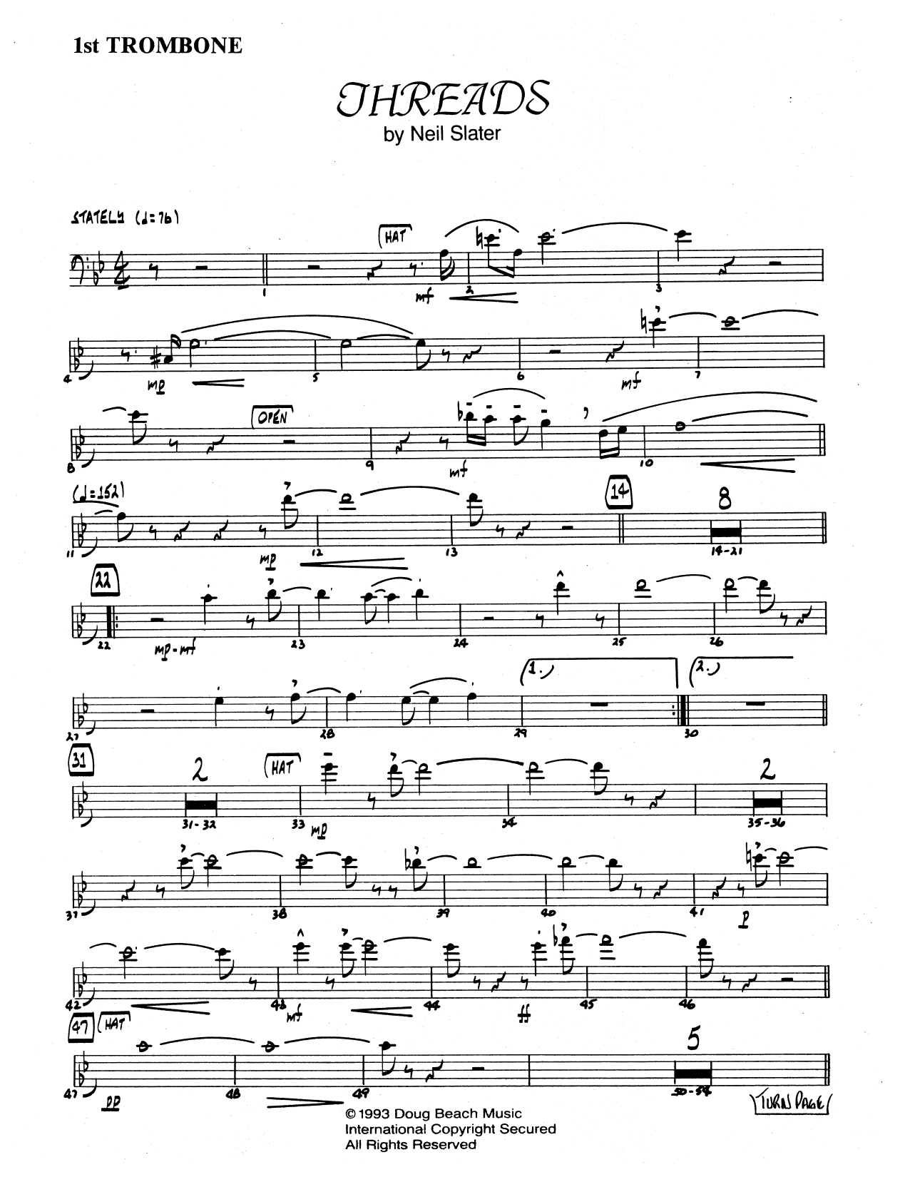 Download Neil Slater Threads - 1st Trombone Sheet Music